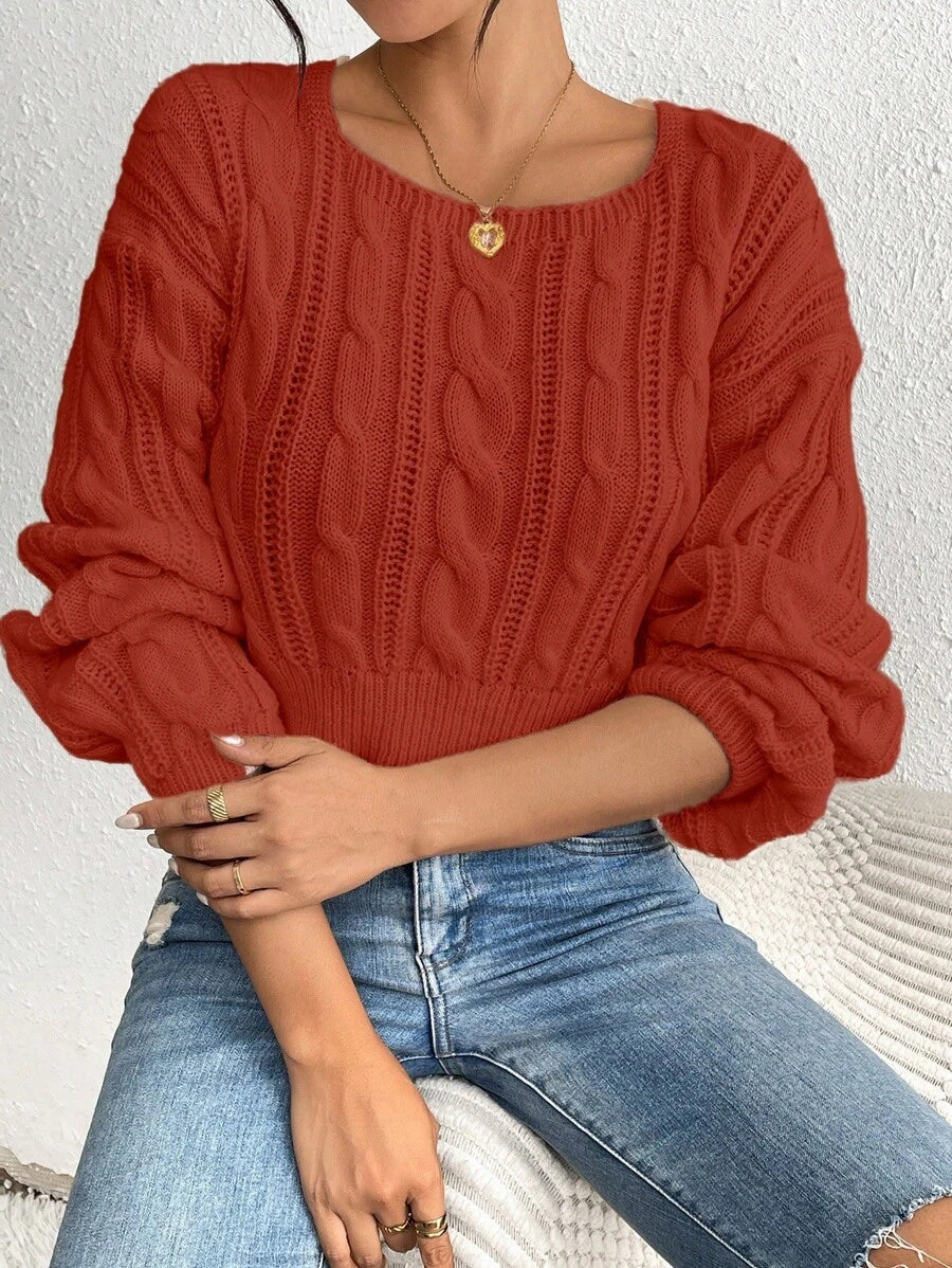 Chiquease Women Solid Color Round Neck Long Sleeve Simple Sweater, Fall Winter Casual Everyday Wear