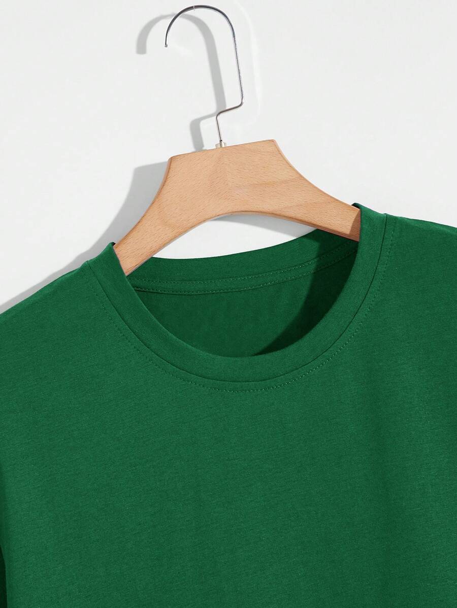 Manfinity Homme Men's Solid Color Round Neck Short Sleeve T-Shirt