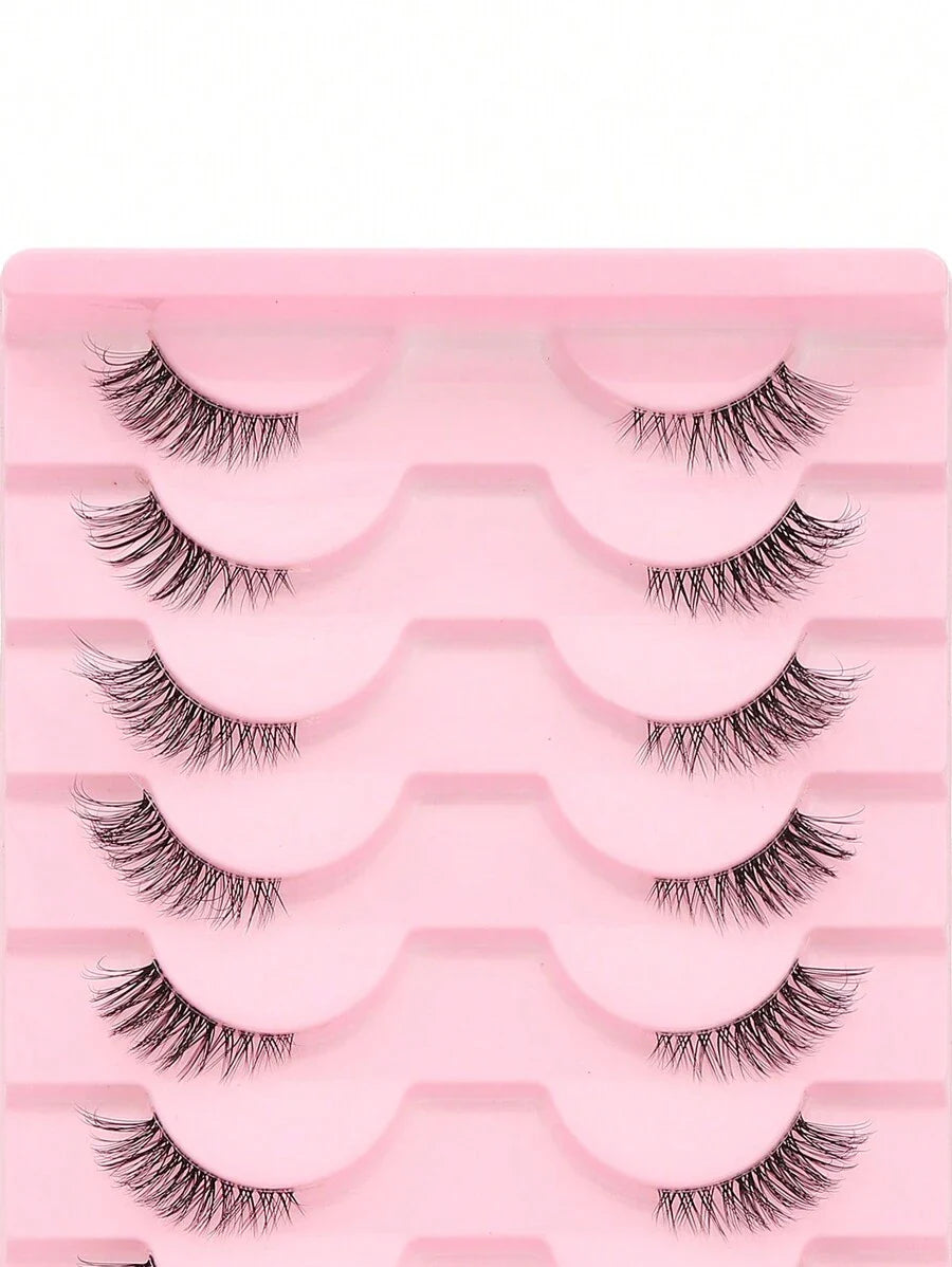 10 Pairs Of Cat Eye Style Naturally Crossing And Extending Black False Eyelashes, Suitable For Daily And Date Makeup, Extended Eyelashes, False Eyelashes, Transparent Thread False Eyelashes