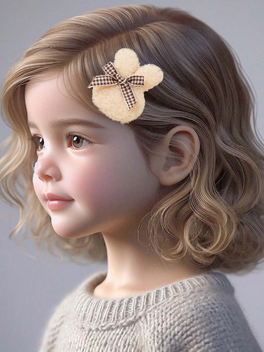 218pcs Girl's Cute Coffee Color Hair Scrunchies, Hairclips, Rabbit Ear & Bow Hair Accessories, Hair Ties, Hair Flowers & Clips Collection Set For Kids