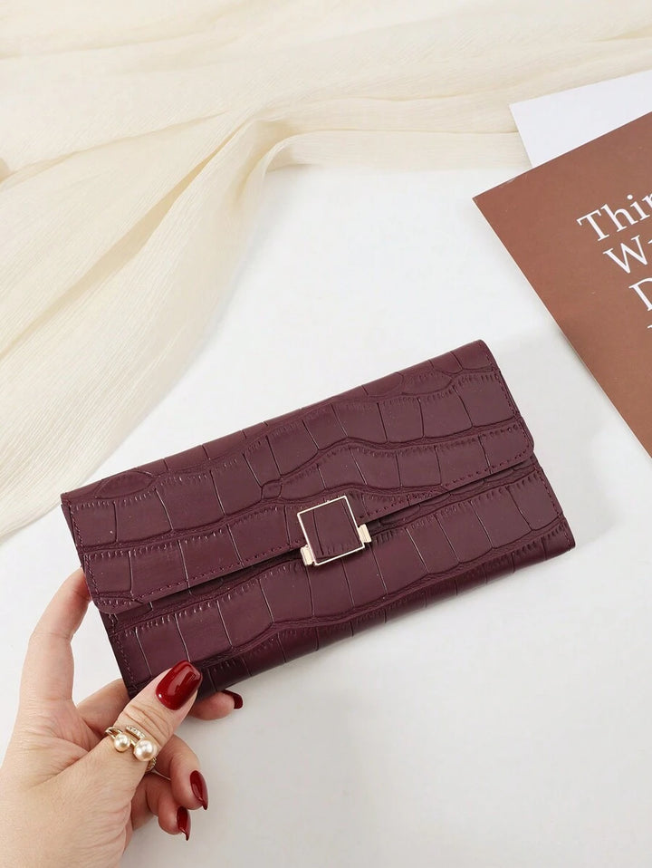 Crocodile Embossed Fold Over Women Fashion Modern Business Slim Portable Versatile Large Capacity Credit Card Zipper ID Card Cash Storage Business Casual Perfect School College Work Business Commute Teachers' Day Back To School Holiday Office Anniversary