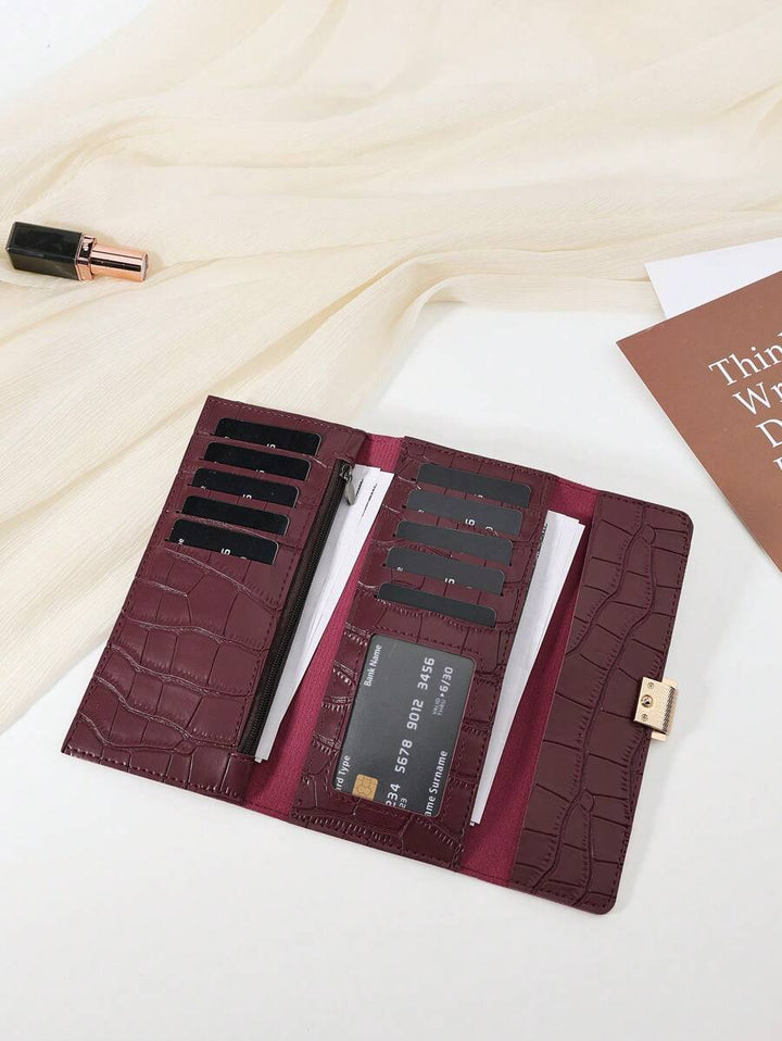 Crocodile Embossed Fold Over Women Fashion Modern Business Slim Portable Versatile Large Capacity Credit Card Zipper ID Card Cash Storage Business Casual Perfect School College Work Business Commute Teachers' Day Back To School Holiday Office Anniversary