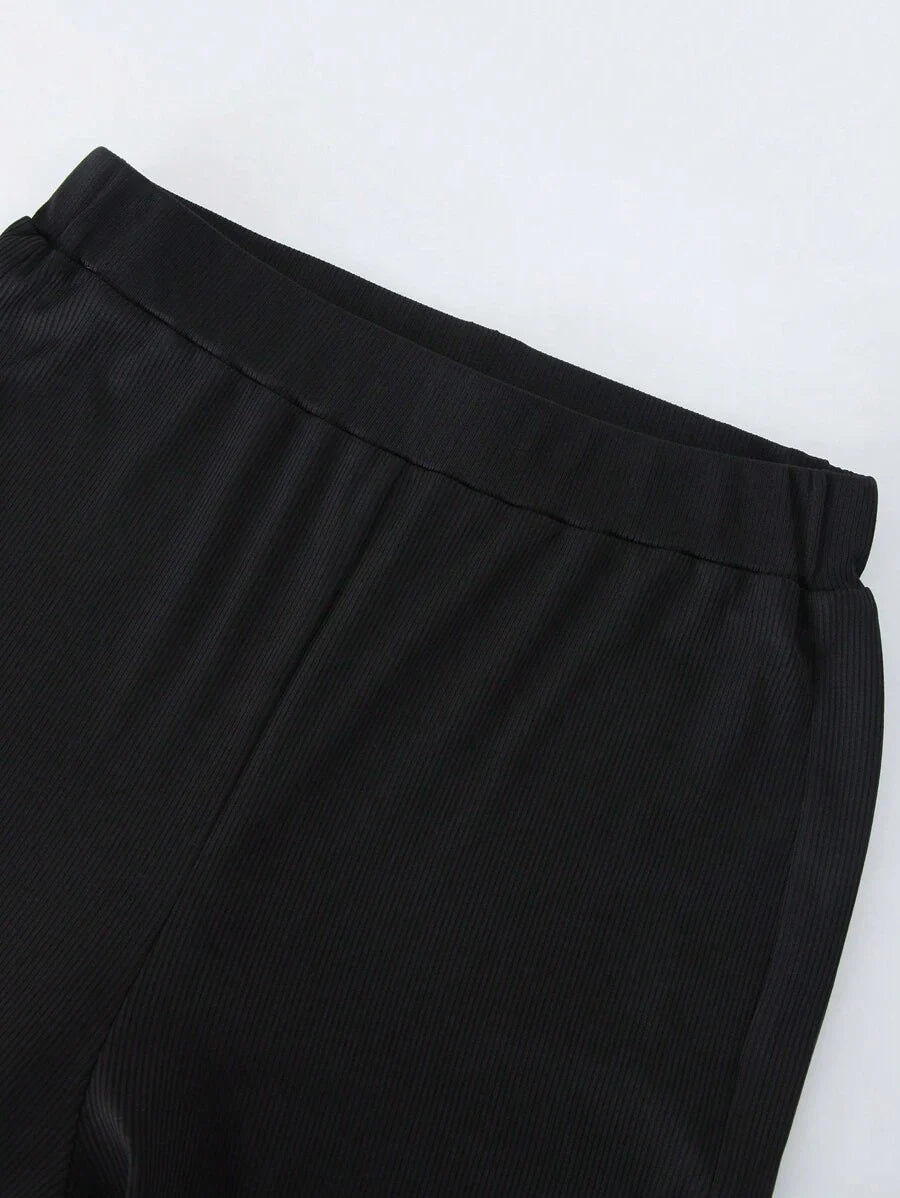 Chiquease Women's Casual Knitted High Waist Elastic Skinny Pants