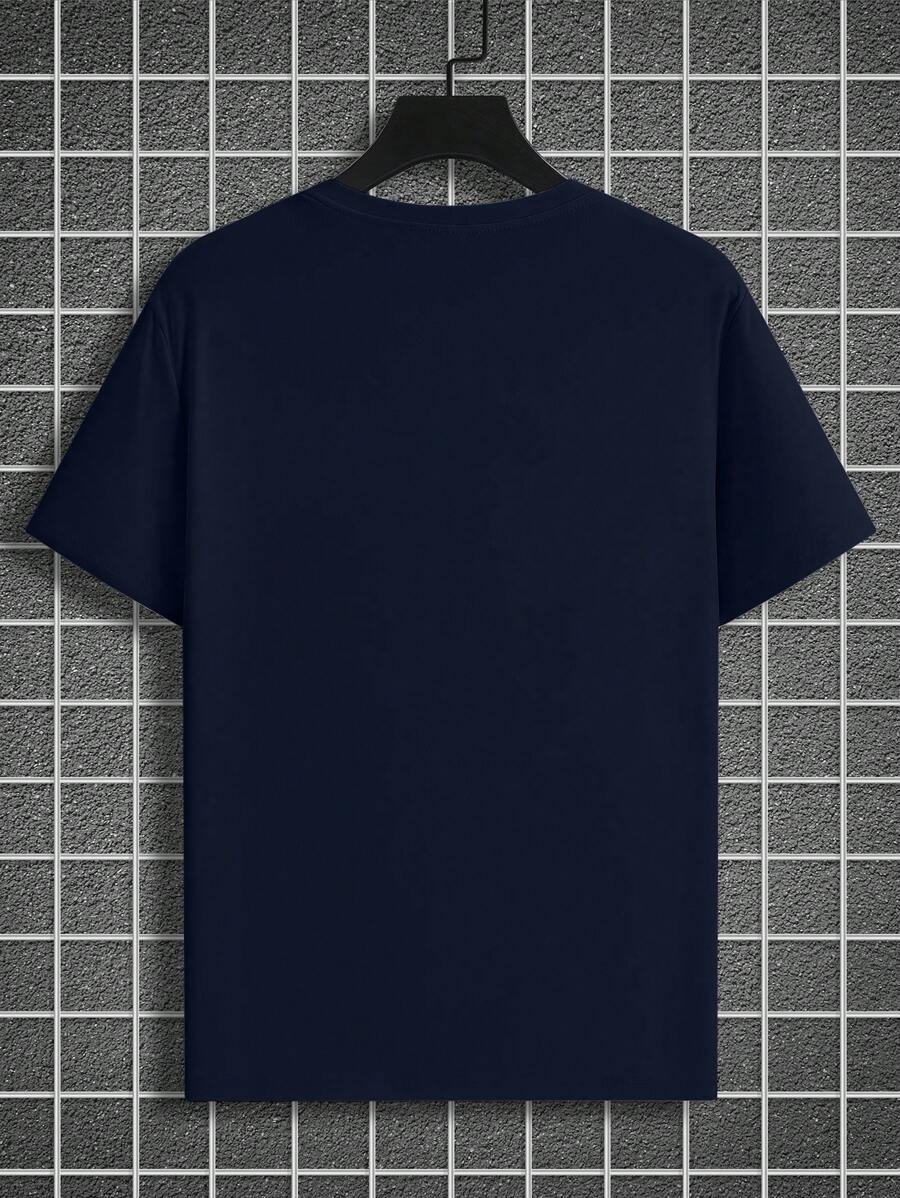 Manfinity Homme Men's Solid Color Round Neck Short Sleeve T-Shirt