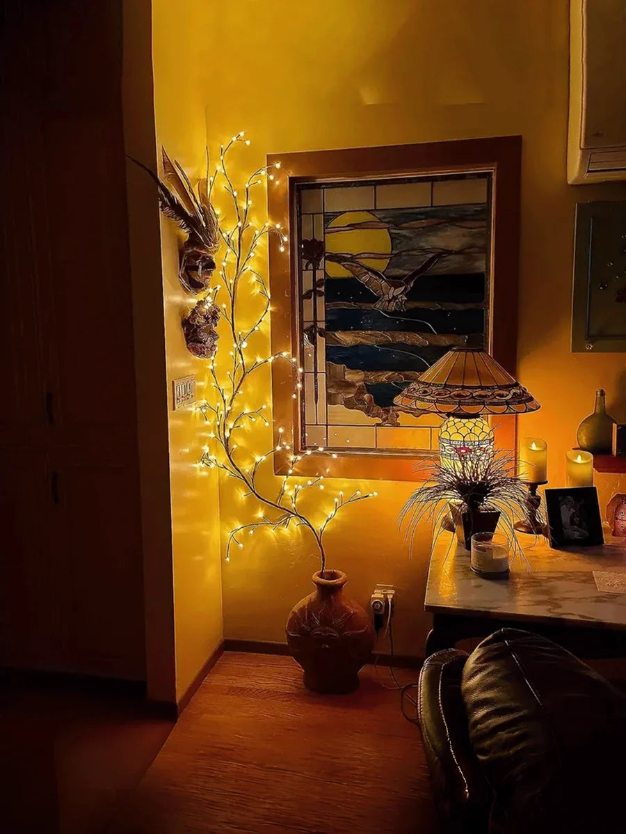 1pc 1.8m/5.9ft USB Powered Artificial Plant Branch With 96 LEDs, Willow Vine Light For Home Indoor Wall Bedroom Living Room Decor, Bendable Willow Twig Lamp, 8 Modes Vine Tree Decor Nightlight, Suitable For Indoor Atmosphere, Party, Holiday And Gift Ideas