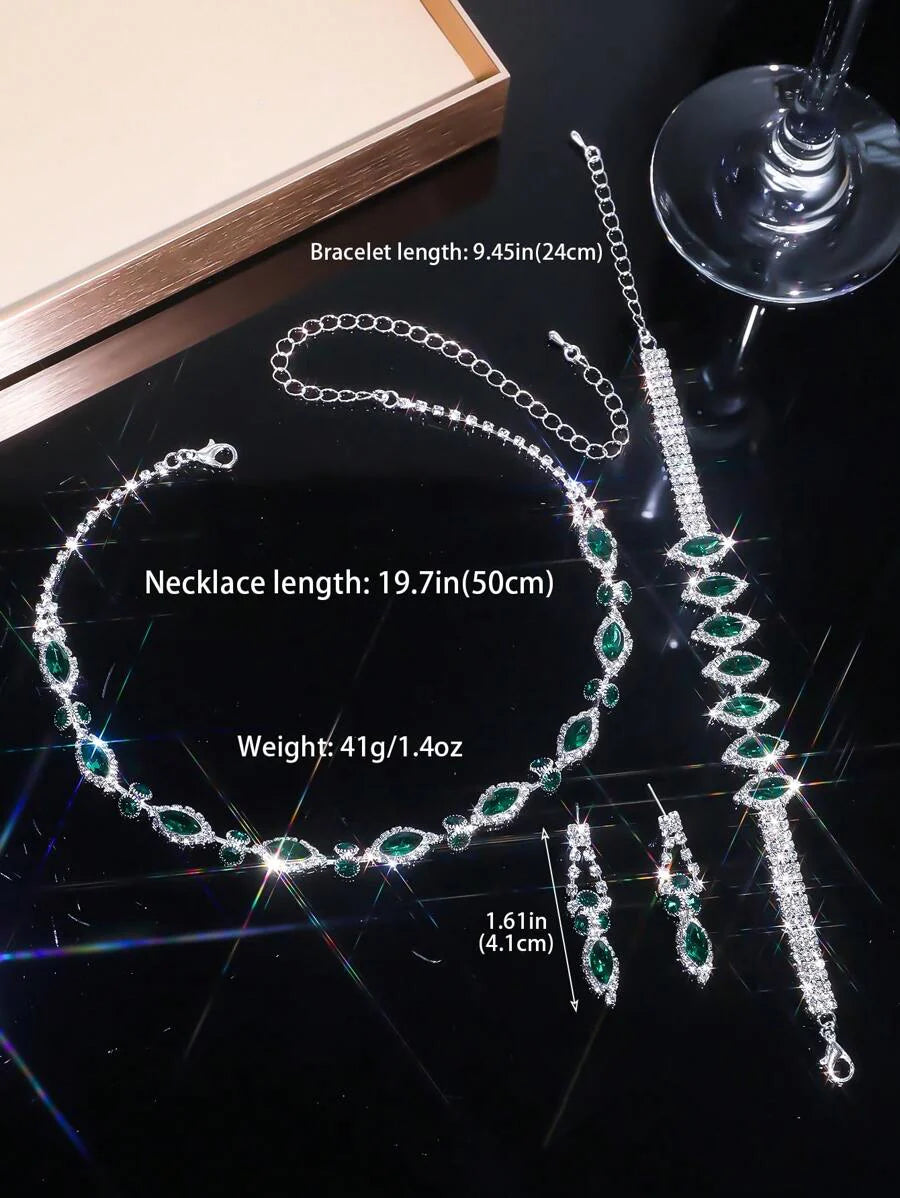 1 Set Of Bridal Women's Necklace Jewelry Set, Including Earrings, Necklaces And Bracelets - Suitable For Women's Daily Wear, Weddings, Parties, Etc.