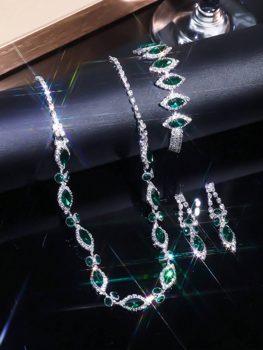 1 Set Of Bridal Women's Necklace Jewelry Set, Including Earrings, Necklaces And Bracelets - Suitable For Women's Daily Wear, Weddings, Parties, Etc.