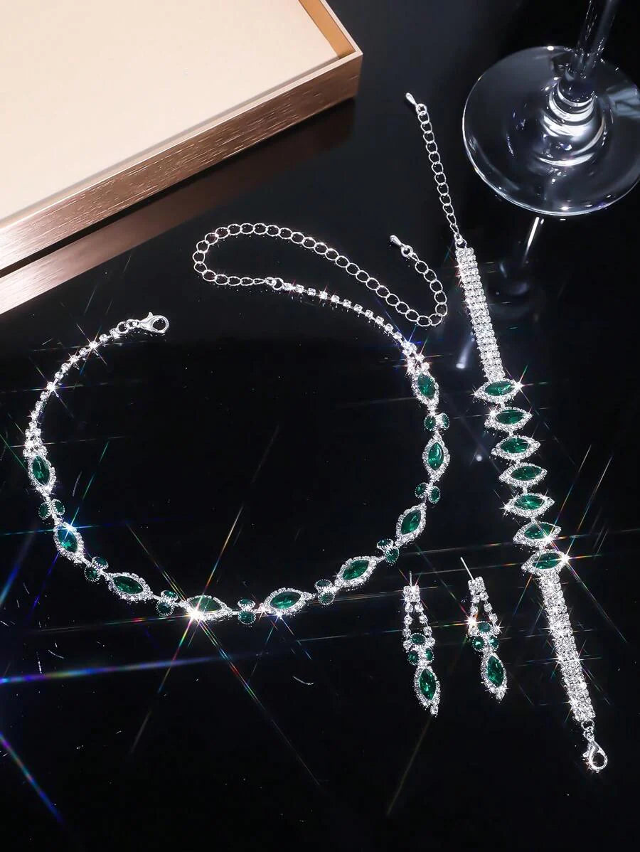 1 Set Of Bridal Women's Necklace Jewelry Set, Including Earrings, Necklaces And Bracelets - Suitable For Women's Daily Wear, Weddings, Parties, Etc.