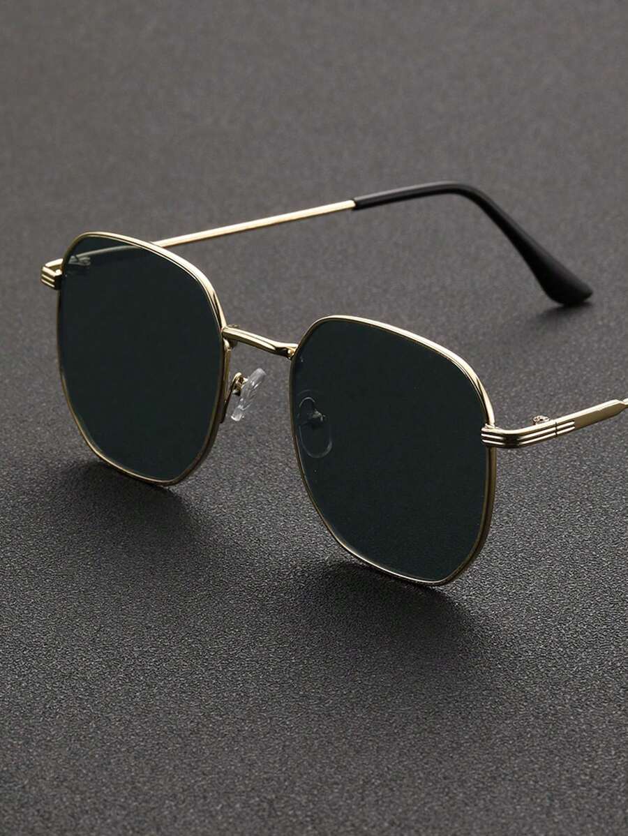 1pc Men Metal Geometric Modern Simple Style Fashion Glasses For Daily Life Tropical Beach Vacay Accessories For Summer Beach Vacation, Outdoor, Travel