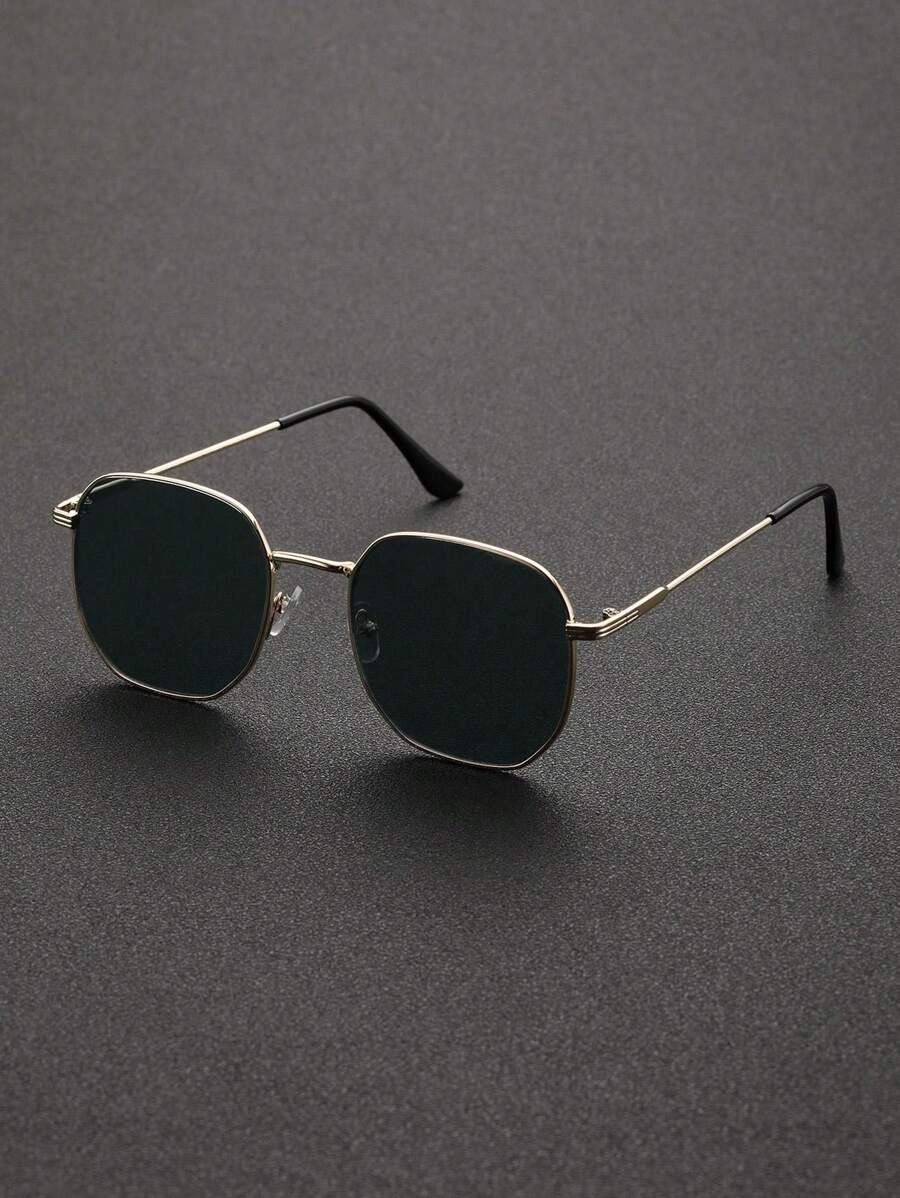 1pc Men Metal Geometric Modern Simple Style Fashion Glasses For Daily Life Tropical Beach Vacay Accessories For Summer Beach Vacation, Outdoor, Travel