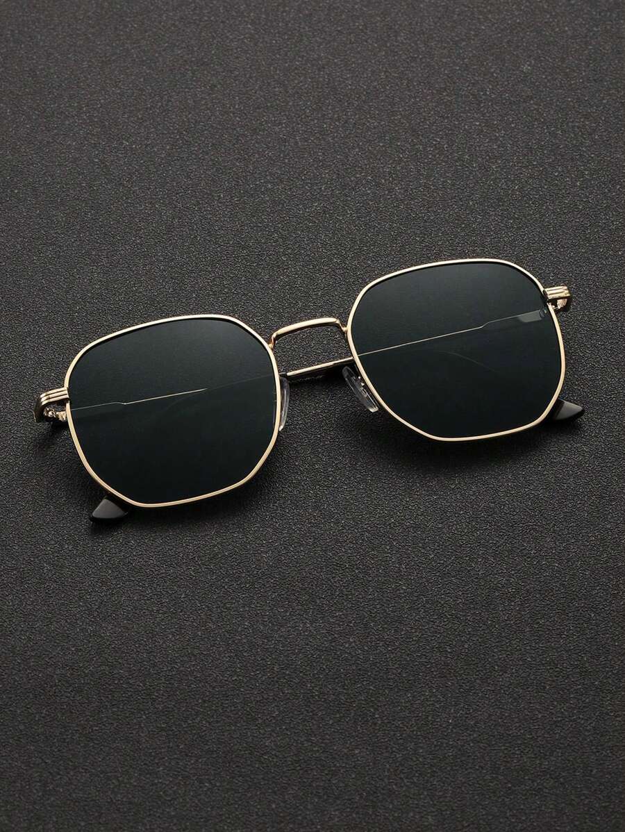 1pc Men Metal Geometric Modern Simple Style Fashion Glasses For Daily Life Tropical Beach Vacay Accessories For Summer Beach Vacation, Outdoor, Travel