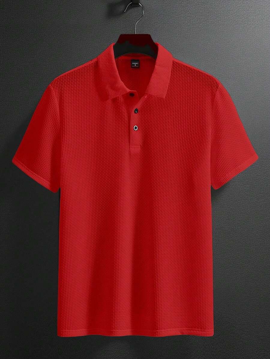 Manfinity Homme Men's Summer Solid Short Sleeve Casual Polo Shirt For Commute