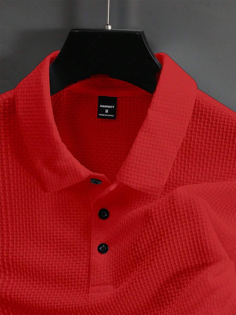 Manfinity Homme Men's Summer Solid Short Sleeve Casual Polo Shirt For Commute