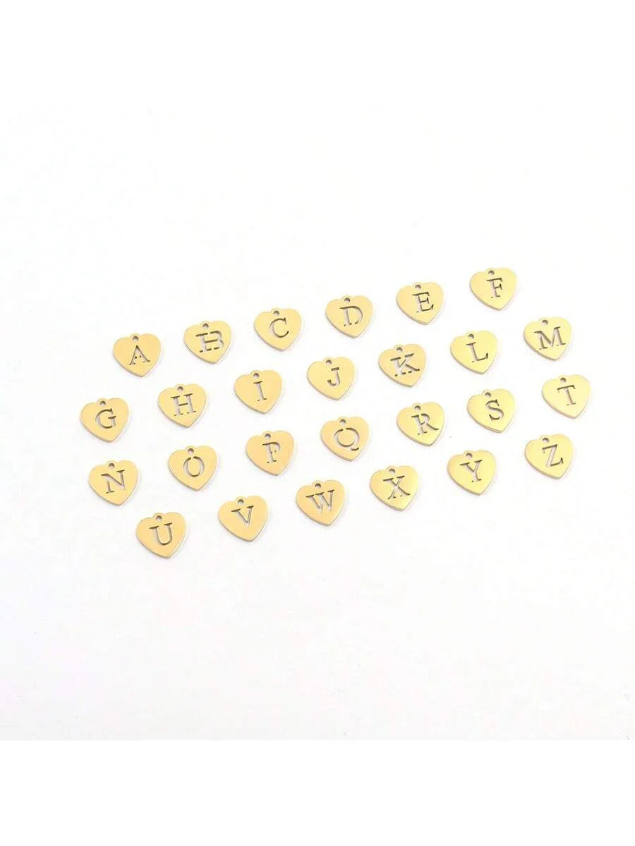 1pc Simple Big Initial Pendant Classic Stainless Steel Toggle Clasps Paper Clip Chain Necklaces For Women