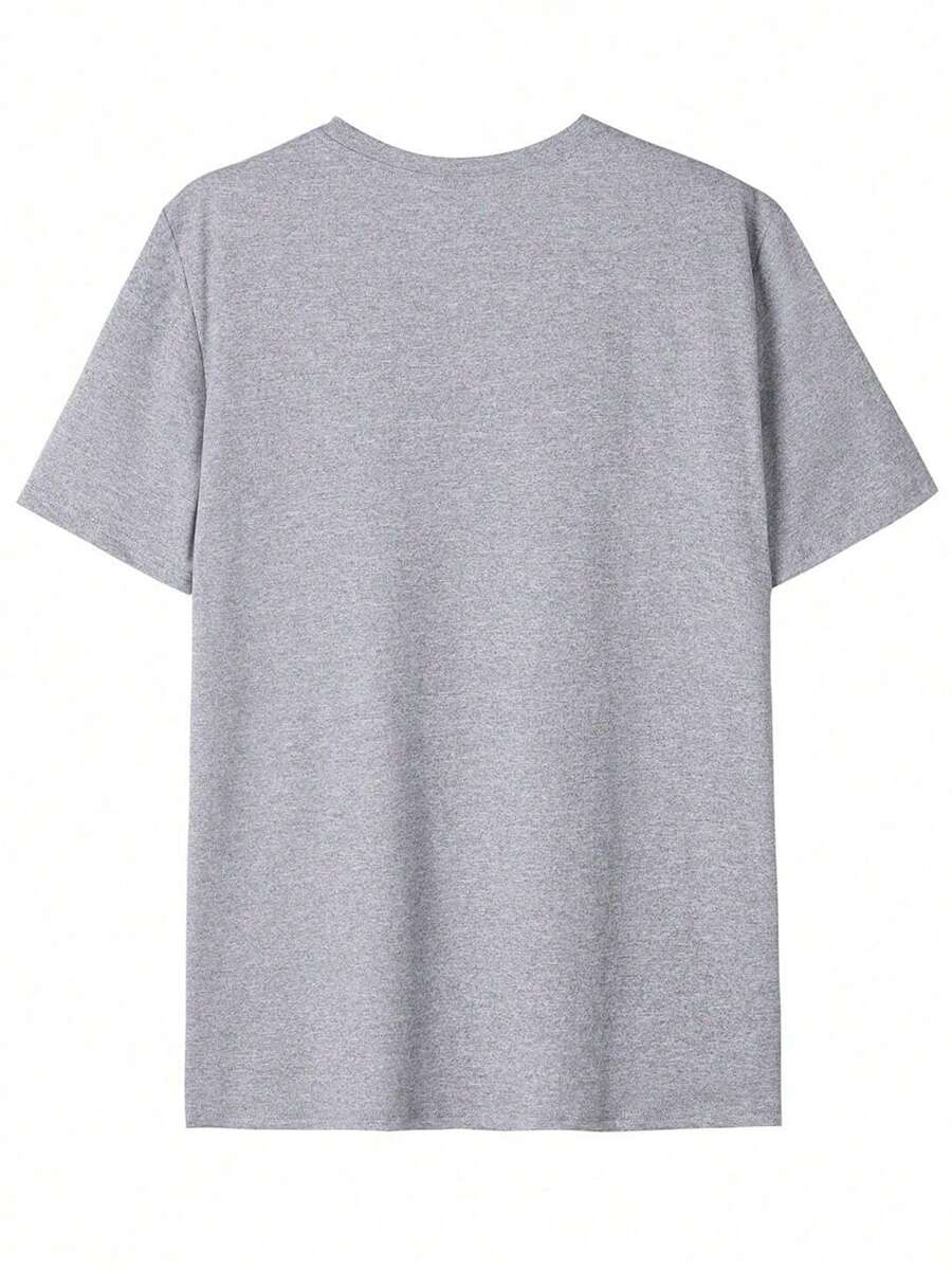 Men's Motto Print Round Neck Short Sleeve Casual Versatile T-Shirt