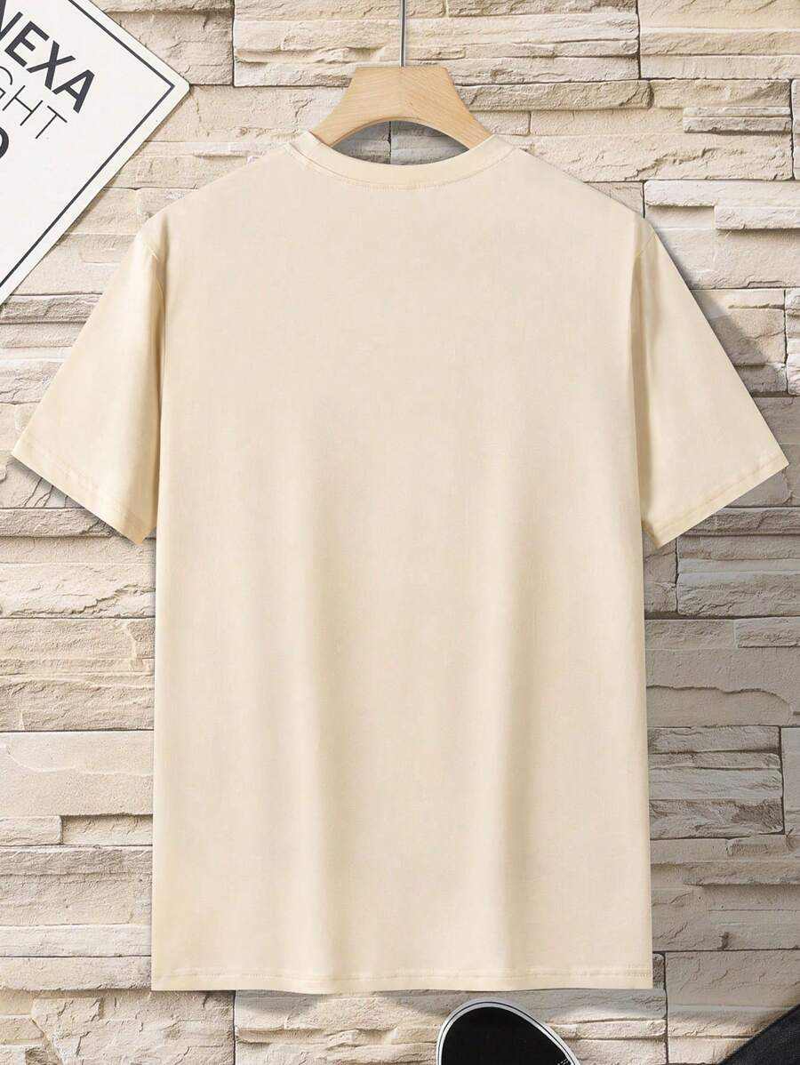 Men's Motto Print Round Neck Short Sleeve Casual Versatile T-Shirt
