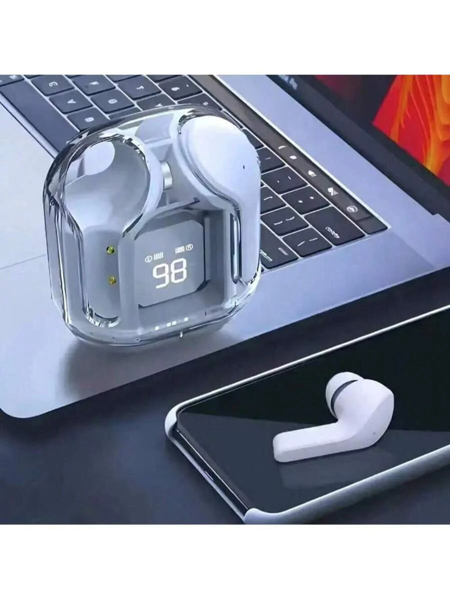 NEW T2 Wireless Bluetooth Headset Transparent ENC Power Digital Display Stereo Sound Earphones For All Smartphone