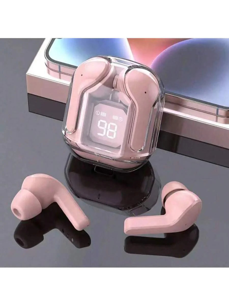 NEW T2 Wireless Bluetooth Headset Transparent ENC Power Digital Display Stereo Sound Earphones For All Smartphone