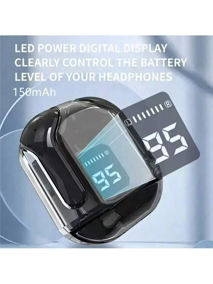 NEW T2 Wireless Bluetooth Headset Transparent ENC Power Digital Display Stereo Sound Earphones For All Smartphone