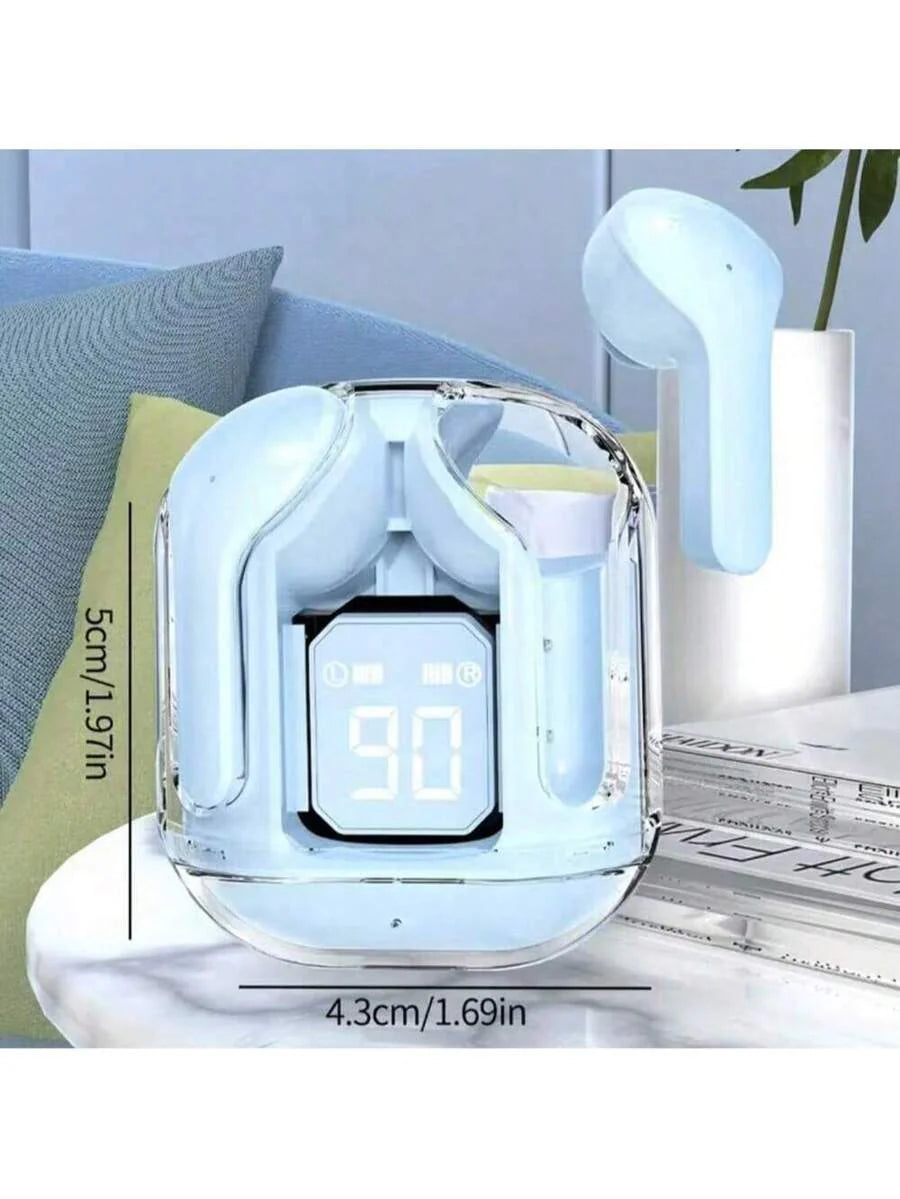 NEW T2 Wireless Bluetooth Headset Transparent ENC Power Digital Display Stereo Sound Earphones For All Smartphone