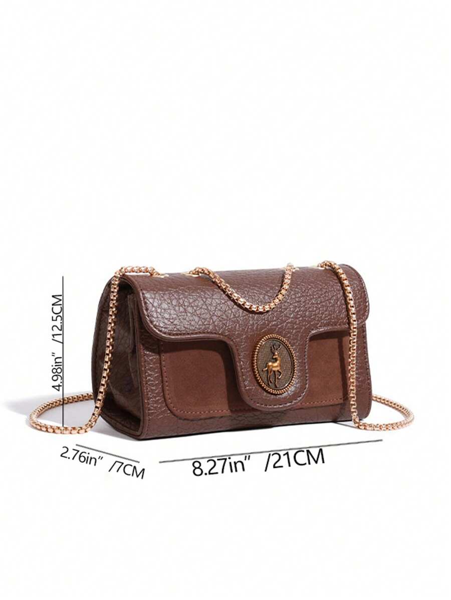 Vintage Fashion Women's Shoulder Bag, Elegant Chain Crossbody Bag, Compact Textured Leather Phone Pouch