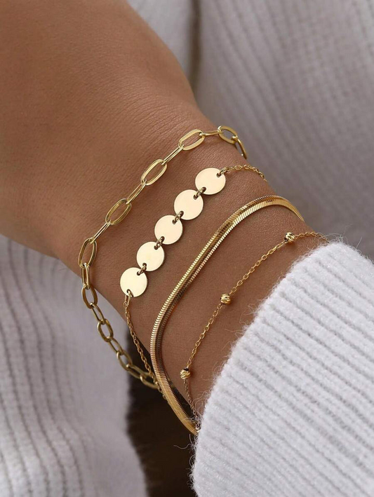 4pcs/set Rhinestone Decor Bracelet