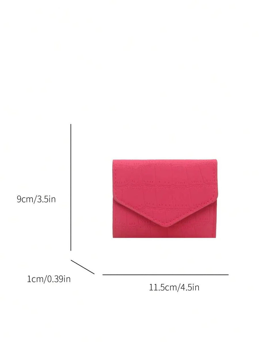 Hot Pink etallic Crocodile Embossed Pocket Wallet Small Bi-Fold Slim Women Wallet PU Leather ID Card Minimalist Fashion Modern Business Anniversary On Valentine Day For Birthday GiftFemale Lady Girls Women Gift Gift Bag Present Gifts For Teachers Hot Pink