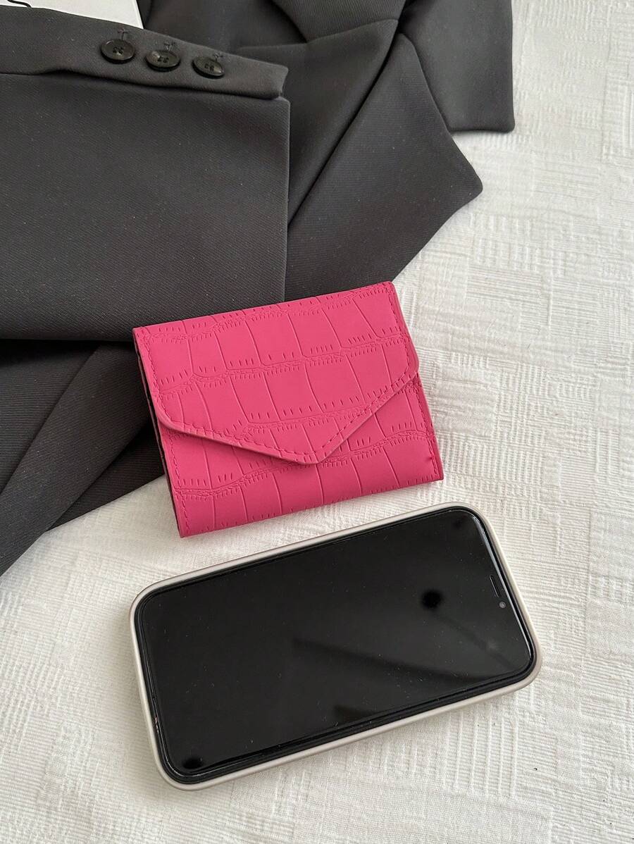 Hot Pink etallic Crocodile Embossed Pocket Wallet Small Bi-Fold Slim Women Wallet PU Leather ID Card Minimalist Fashion Modern Business Anniversary On Valentine Day For Birthday GiftFemale Lady Girls Women Gift Gift Bag Present Gifts For Teachers Hot Pink