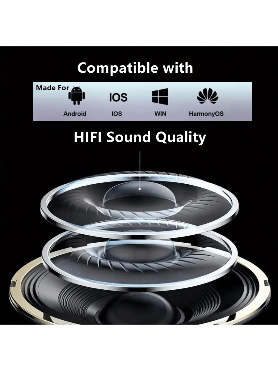 NEW T2 Wireless Bluetooth Headset Transparent ENC Power Digital Display Stereo Sound Earphones For All Smartphone