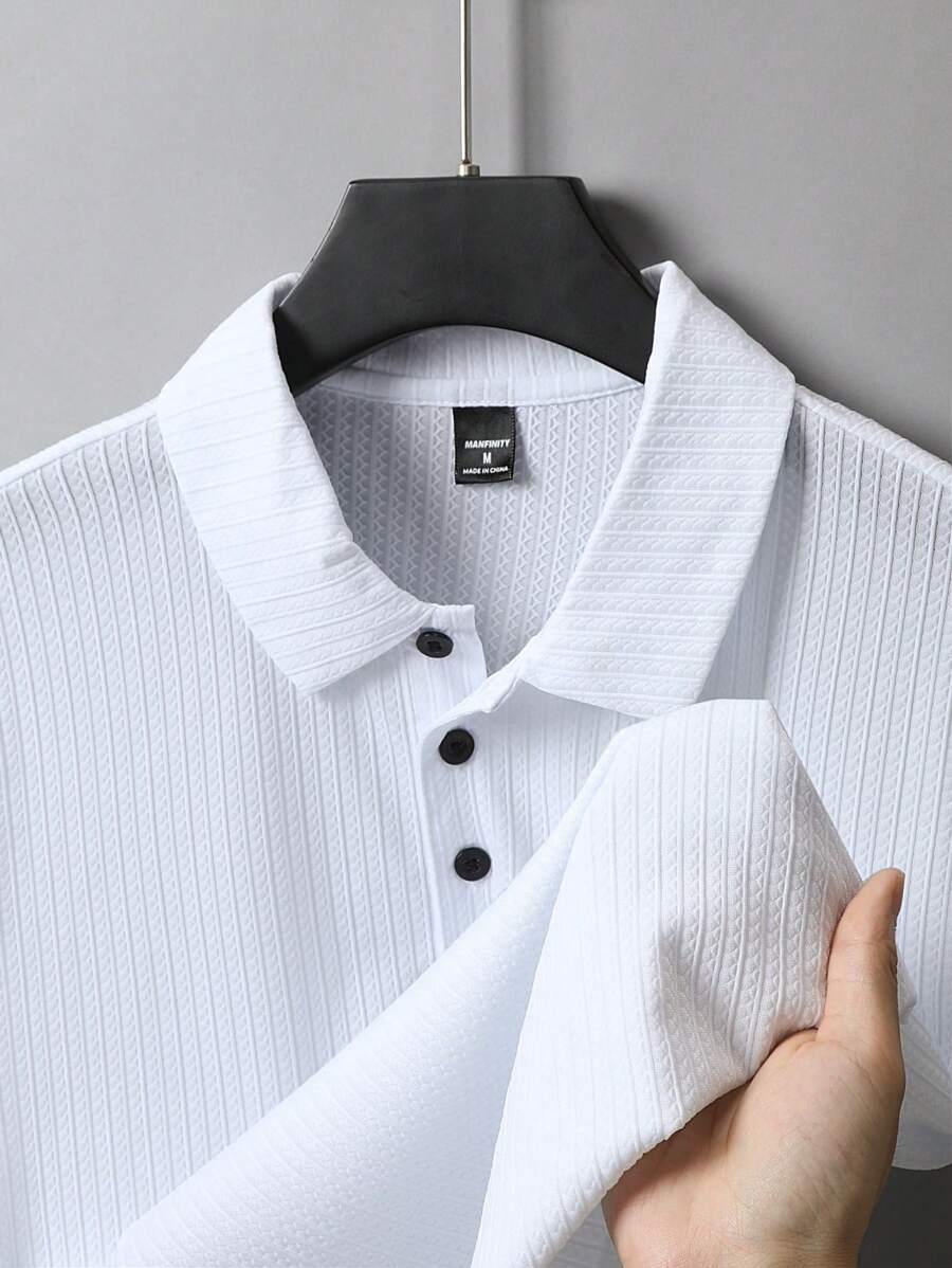 Manfinity Homme Men's Summer Solid Short Sleeve Casual Polo Shirt For Commute