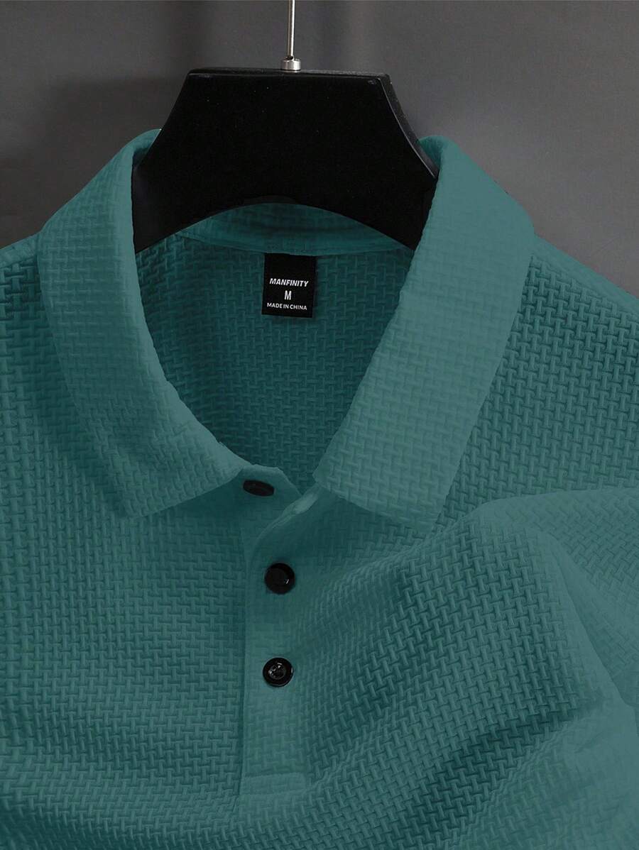 Manfinity Homme Men's Summer Solid Short Sleeve Casual Polo Shirt For Commute