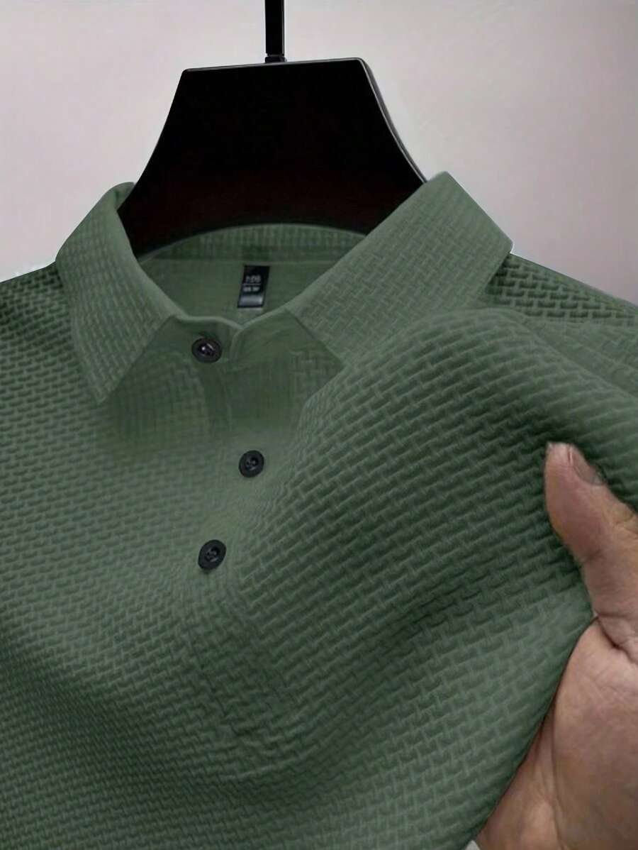 Manfinity Homme Men's Summer Solid Short Sleeve Casual Polo Shirt For Commute