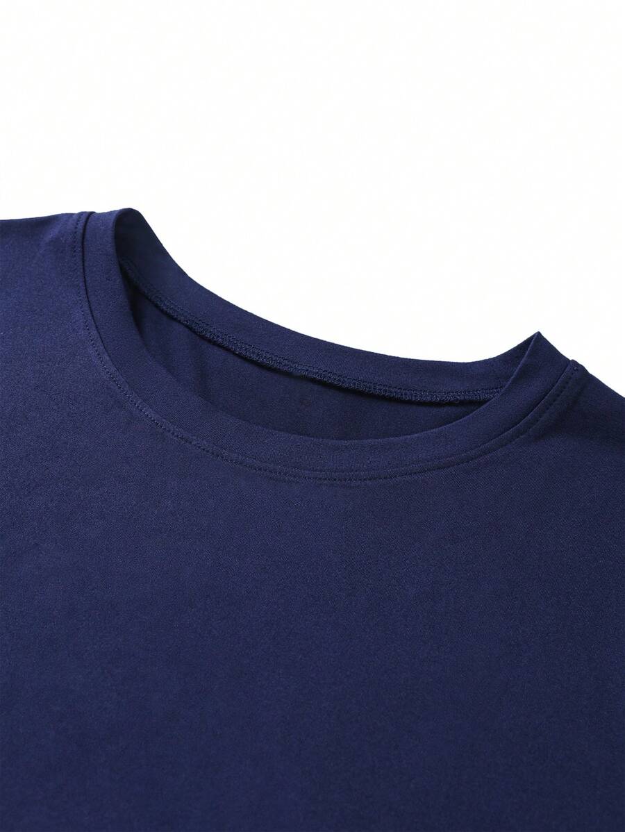 Men's Motto Print Round Neck Short Sleeve Casual Versatile T-Shirt