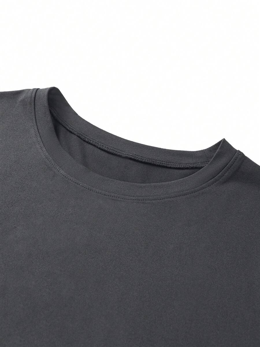 Men's Motto Print Round Neck Short Sleeve Casual Versatile T-Shirt