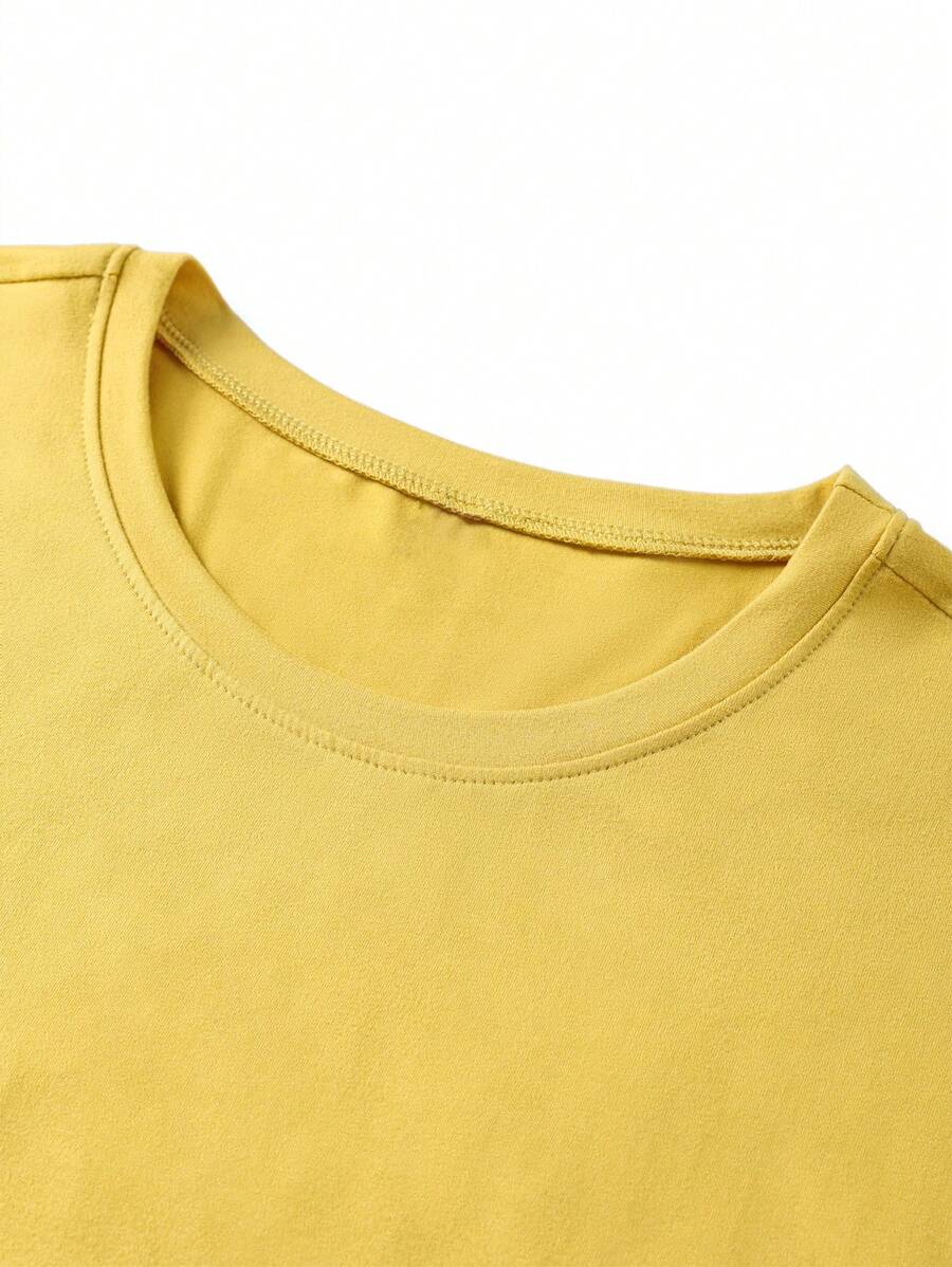Men's Motto Print Round Neck Short Sleeve Casual Versatile T-Shirt