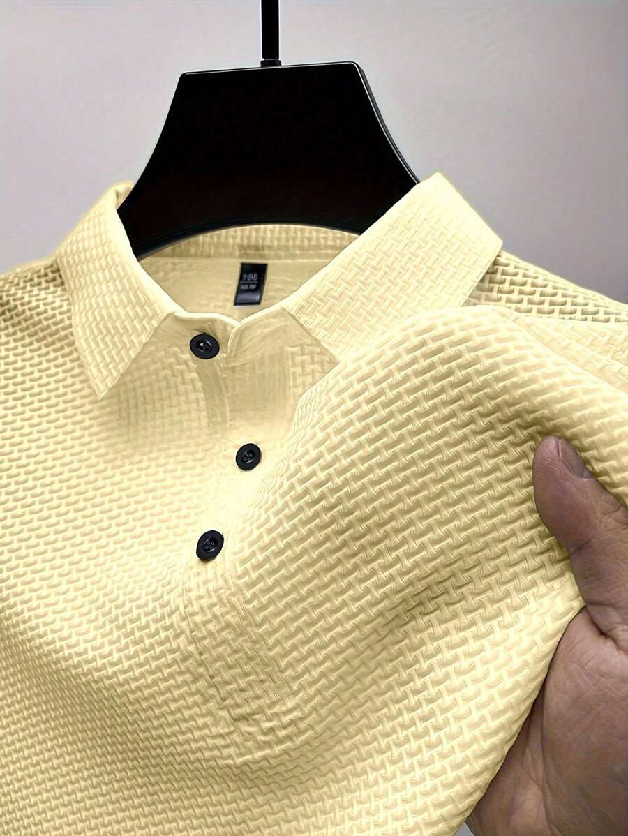 Manfinity Homme Men's Summer Solid Short Sleeve Casual Polo Shirt For Commute