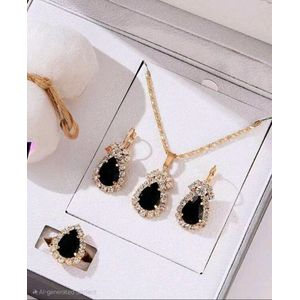 4pcs Women\ Sparkling Teardrop Bridal Jewelry Set