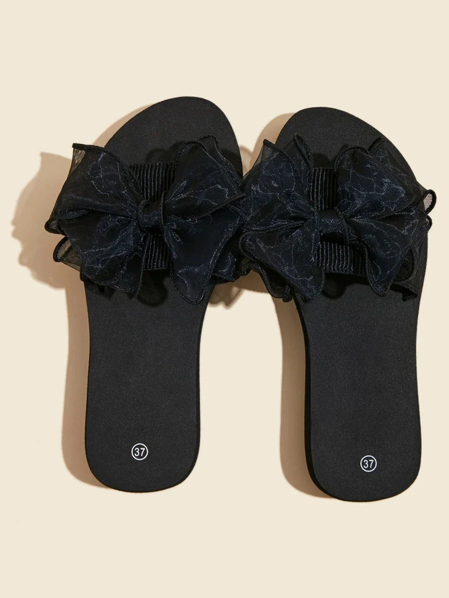 Women Bow Decor Slides, Fashion Summer Slides