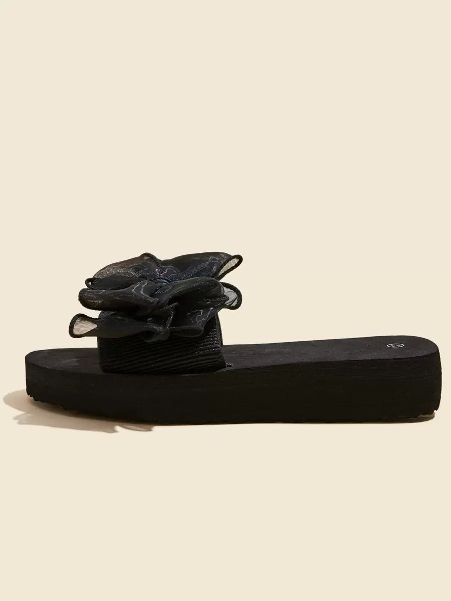 Women Bow Decor Slides, Fashion Summer Slides