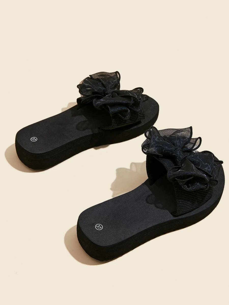 Women Bow Decor Slides, Fashion Summer Slides