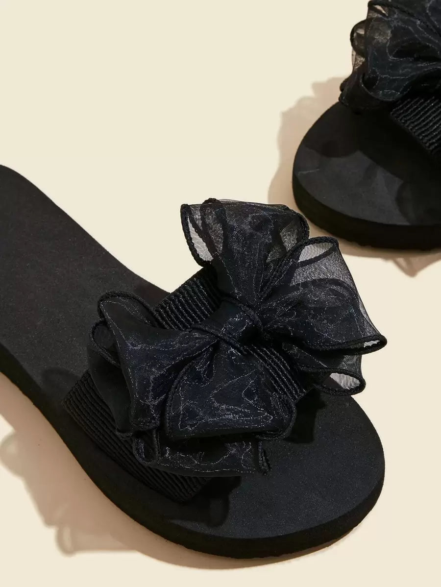 Women Bow Decor Slides, Fashion Summer Slides