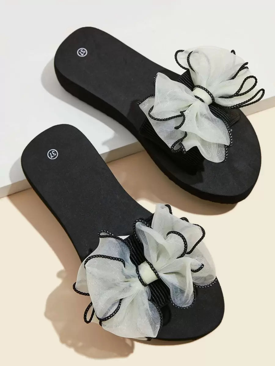 Women Bow Decor Slides, Fashion Summer Slides