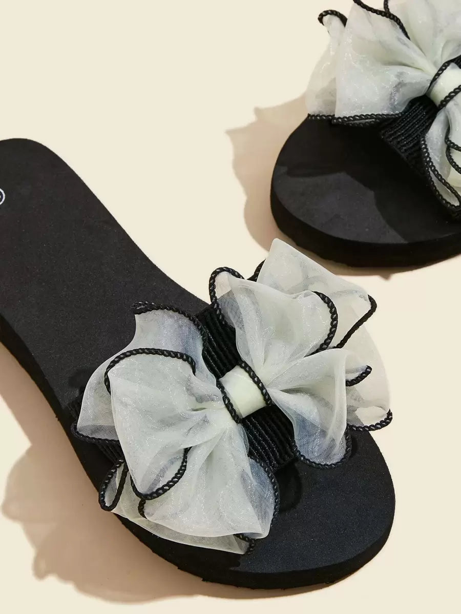 Women Bow Decor Slides, Fashion Summer Slides