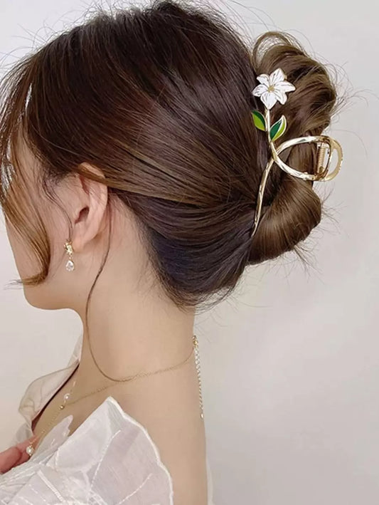 Flower Design Hair Claw Tulip Flower Large Hair Claw Clips For Women Girls 90s Non Slip Strong Hold Metal Jaw Clips Hair Barrettes Hair Clamps For Thick Thin Curly Hair Boho Valentine's Day Summer