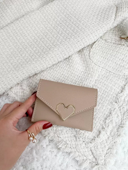 Metal Heart Small Wallet Coin Pocket Small Bifold Wallet Lightweight Malist Fashion Modern For Anniversary For On Valentine Day For Birthday Gift For Gift For Girls For Lady For Female Bag School Supplies For School Dorm Room & Back To School Heart Hot Pi