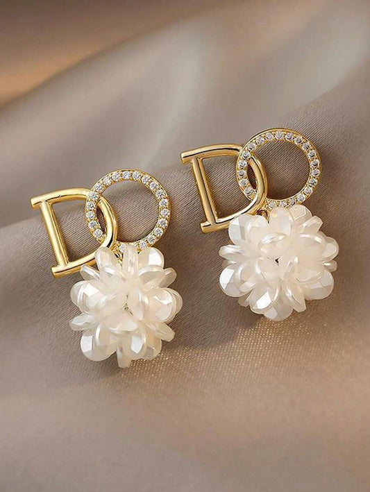 Rhinestone Letter & Flower Decor Earrings Valentines,Mom,Mother,Mother's Day,Gift