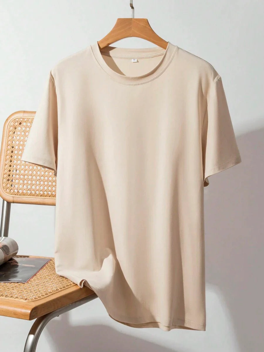 Manfinity Homme Men's Solid Color Round Neck Short Sleeve T-Shirt