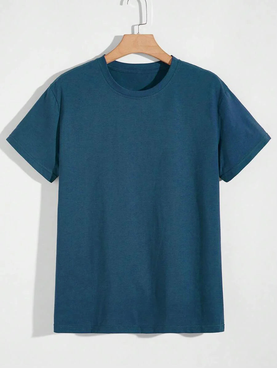 Manfinity Homme Men's Solid Color Round Neck Short Sleeve T-Shirt