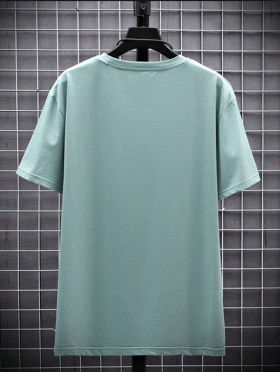 Manfinity Homme Men's Solid Color Round Neck Short Sleeve T-Shirt