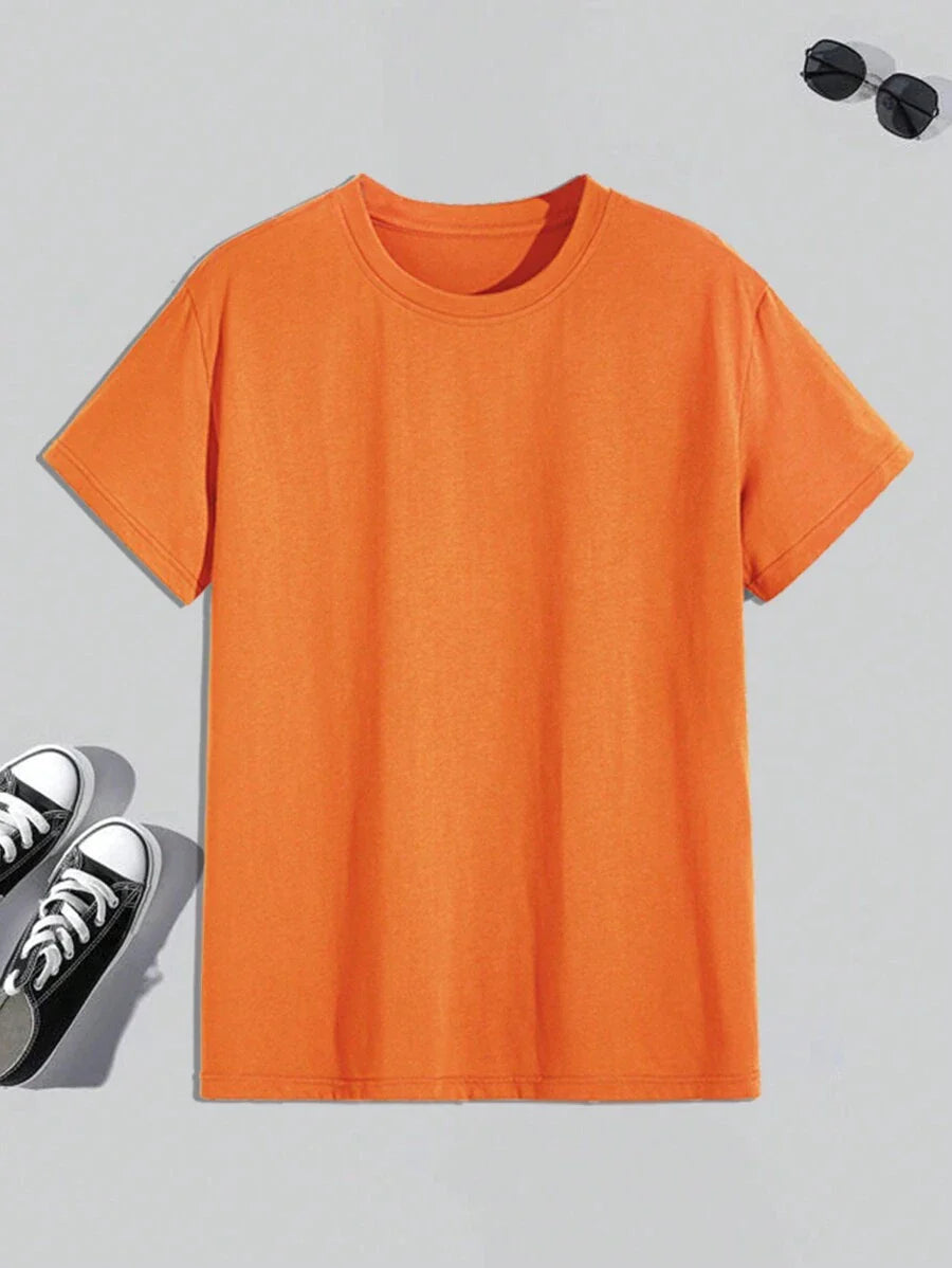 Manfinity Homme Men's Solid Color Round Neck Short Sleeve T-Shirt